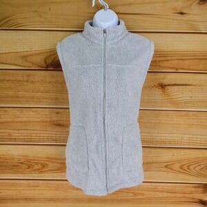 National Full Zip Vest Womens M Light Gray Zipped Pockets Super Soft Mock‎ Neck